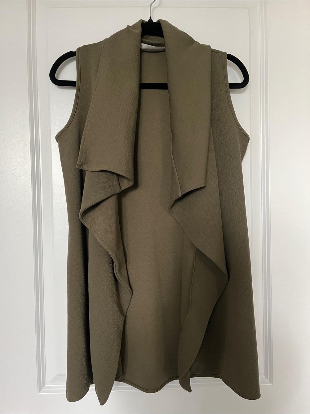 M Boutique Seven Sisters Sleeveless Olive Draped Open-Front Dress Vest